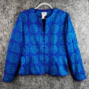Adrianna Papell Womens 100% Silk Blazer/Jacket Royal Blue Size 12